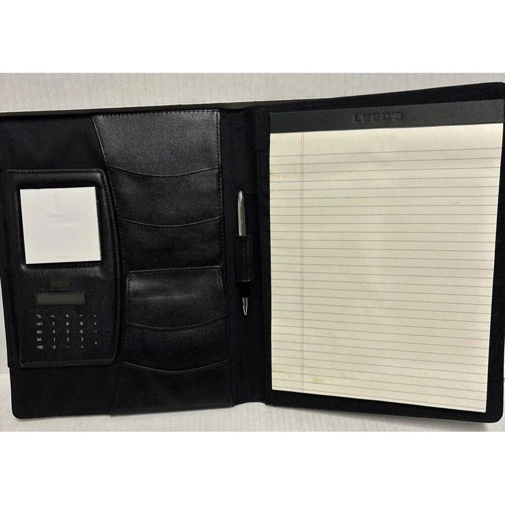 Black Faux Leather Targets Of Excellence Pad Folio Holds 8.5” X 11” Notepad